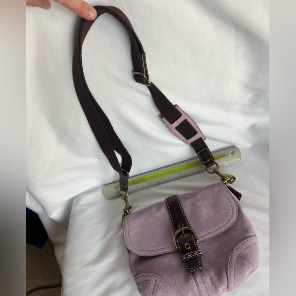 COACH lavender Suede Brown Purple Purse 4743 - Picture 12 of 13